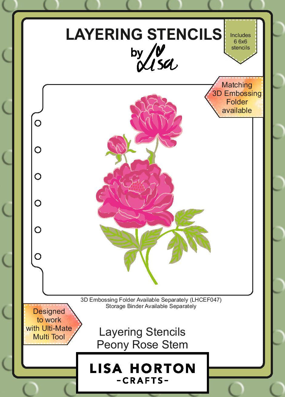 Lisa Horton Layering Stencils – Peony Rose – The Stamp Pad